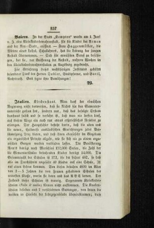 Italien : Kirchenstaat ; [Schulnachrichten]