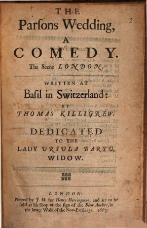The parsons wedding : A comedy, the scene London