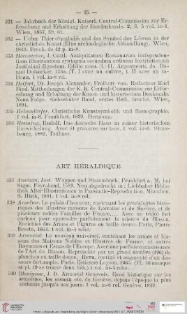 Art Héraldique (Nr. 337 - 519)