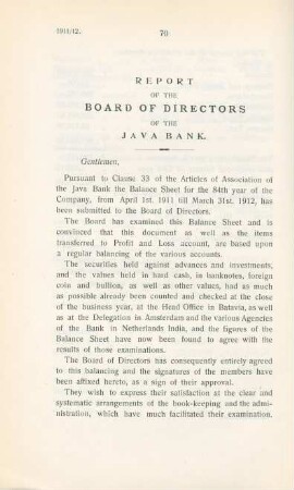 Report of the Board of Directors