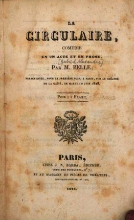 La circulaire : comédie en un acte et en prose