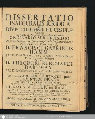 Dissertatio Inauguralis Juridica