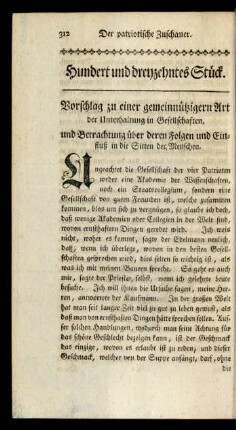 Hundert und dreyzehntes Stück