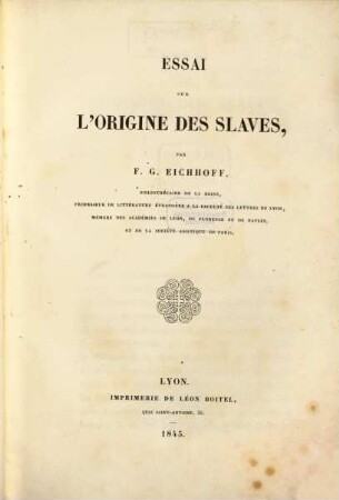 Essai sur l'origine des Slaves