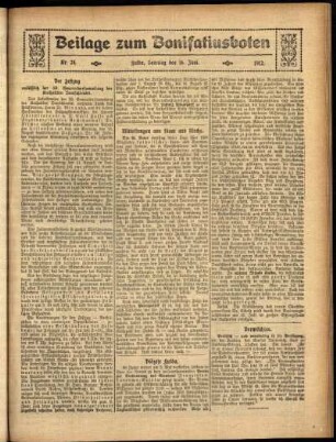 Zweite Ausgabe vom Sonntag, den 16. Juni 1912.