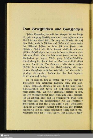 Von Briefstücken und Ganzsachen