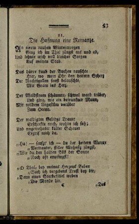 21. Die Hofnung eine Romanze.