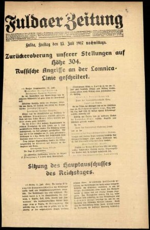 Ausgabe vom Freitag, den 13. Juli 1917.