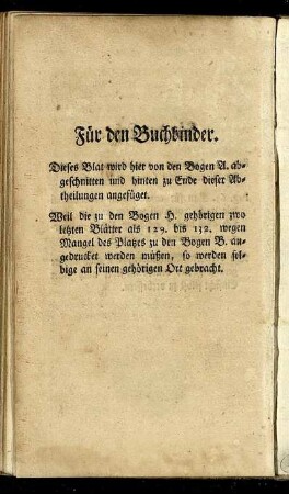 Für den Buchbinder.