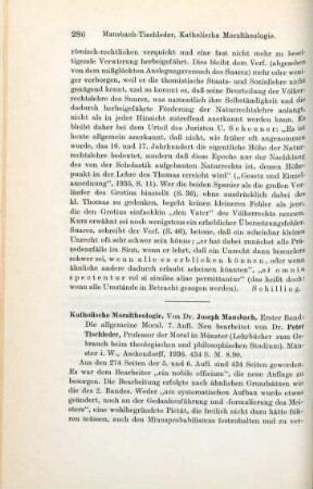 286-288 [Rezension] Mausbach, Joseph, Katholische Moraltheologie