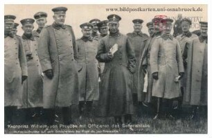 Kronprinz Wilhelm von Preußen mit Offizieren des Generalstabs. Momentaufnahme auf dem Schlachtfelde bei Point du Jour-Gravelotte