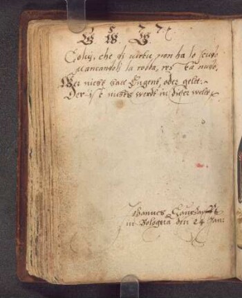 Johannes Sauerzapf, Bologna, 1577-01-24: Reimspruch (ital.), Reimspruch (dt.), Us.