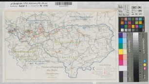 Ruhr Niederschlagsgebiet Wasserwerke und Kläranlagen 1925 o.M. 28 x 46 farb. Druck: Graphische Anstalt Friedrich Krupp Ruhrverband Essen Bergämter A 1 Nr. 397