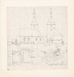 Döllgast, Hans; Bernstein; Ev. Pfarrkirche - Lageplan; Grundriss; Ansichten