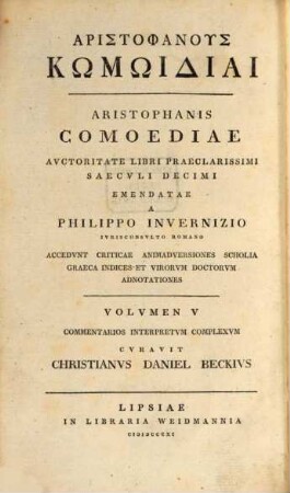 Commentarii In Aristophanis Comoedias. 3, Commentarii In Ranas Et Aves