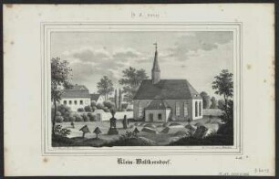 Ansicht von Kleinwaltersdorf, Lithographie, 1838 : Klein-Walthersdorf / N. d. Nat. gez. v. J. Möckel. Steindr. v. Renner & Ketzschau [Dresden] : [Hermann Schmidt] ; Dresden : Renner u. Ketzschau , [1838]. - 1 Kunstbl. : Lithogr. ; 19 x 12 cm