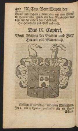 Das IX. Capitel. Vom Wapen der Grafen und Frey-Herren von Metternich