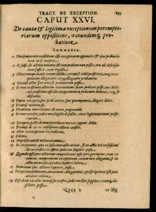 Caput XXVI. De cauta et legitima exceptionum peremptoriarum oppositione, earundemq[ue] probatione.