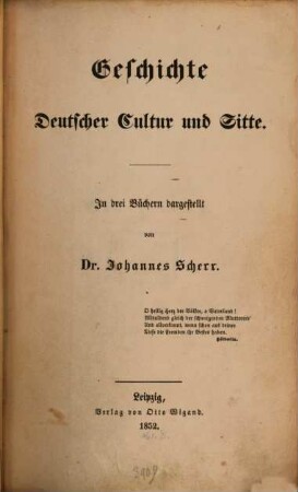 Geschichte deutscher Cultur und Sitte : in drei Büchern