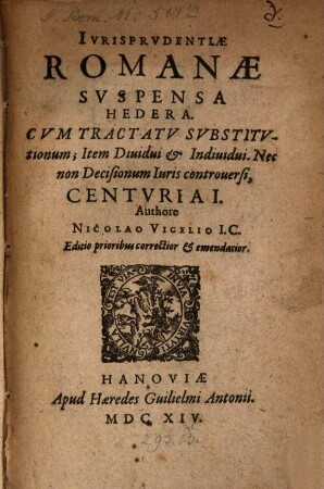 Iurisprudentiae Romanae suspensa hedera