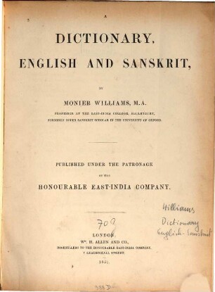 A dictionary English and Sanskrit