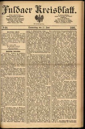 Erste Ausgabe vom Donnerstag, den 11. Juni 1896.