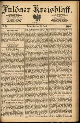 Erste Ausgabe vom Donnerstag, den 11. Juni 1896.