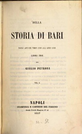 Della storia di Bari dagli antichi tempi sino all'anno 1856 libri tre, 1