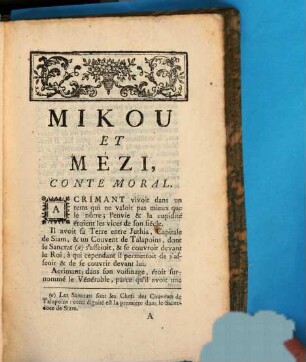 Mikou et Mézi : conte moral ; Avec plusieurs Pieces fugitives en Vers