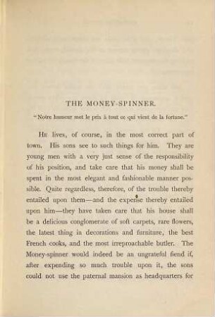 The money-spinner, and other character notes