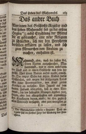 Das andre Buch Worinnen das Geschlecht-Register und das Leben Mahomeds ...