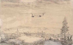 Stadtansicht von Dresden von Nordosten, Blick über die Elbe auf Altstadt und Neustadt