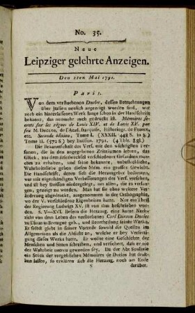 No. 35. Den 2ten Mai 1791.