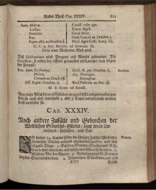 Cap. XXXIV. Noch andere Zufälle und Gebrechen der Weiblichen Geburths-Glieder / [...]