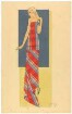 Modenzeichnung: Figurine in zweiteiligem Kleid aus Schottenkaro