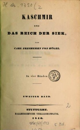 Kaschmir und das Reich der Siek : in vier Bänden ; mit Holzschnitt und Abbildungen, 2