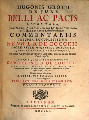Hugonis Grotii De Iure Belli Ac Pacis Libri Tres, 2