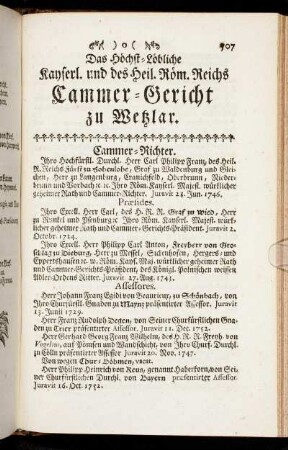 [VII. Ein höchst-löblich-Kayserliches Reichs-Cammer-Gericht.