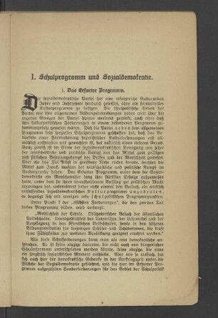 I. Schulprogramm und Sozialdemokratie