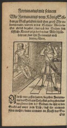Wie Fortunatus vom König Soldan zu Gast geladen ...