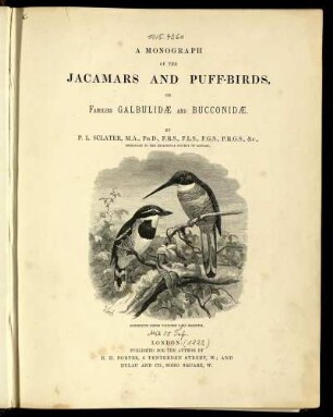 A monograph of the Jacamars and Puff-Birds, or Families Galbulidae and Bucconidae