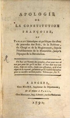 Apologie de la constitution française