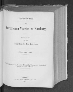 1904: Verhandlungen des Ärztlichen Vereins zu Hamburg