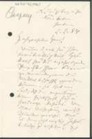 Brief von Robert Caspary an Unbekannt