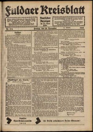 Ausgabe vom Freitag, den 28. November 1919.