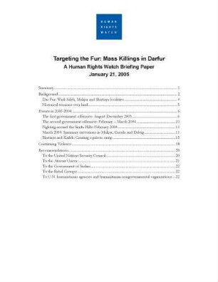 Targeting the fur : mass killings in Darfur