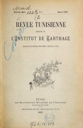 Revue tunisienne, 2. 1895