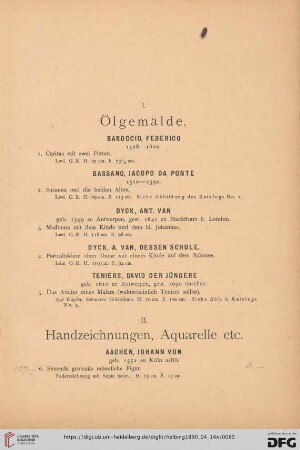 II. Handzeichnungen, Aquarelle etc. (Nr. 6-326)