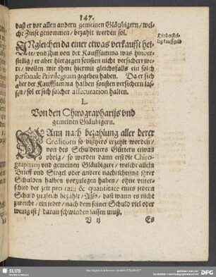 L. Von den Chirographariis und gemeinen Gläubigern