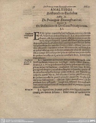 Analyseos Aristotelico-Euclideae. : De Principis Demonstrativis.